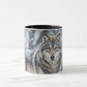Mug Magnifique loup dans la neige Faune
