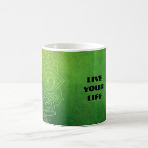 Mug Magnifique Mandala vert avec citation.
