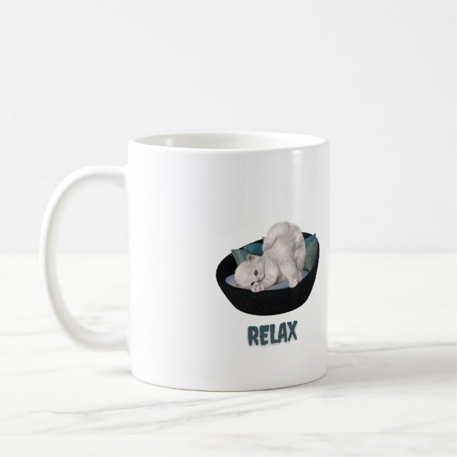 Mug mags drôle chat relax  (Gauche)