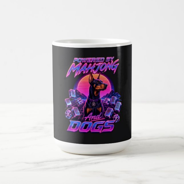 Mug Mahjong & Dogs Synthwave Doberman Art (Centre)