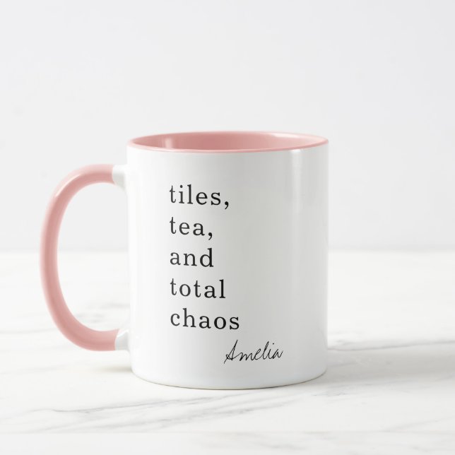 Mug Mahjong Mom Tiles Tea Chaos Funny Quote Name (Gauche)