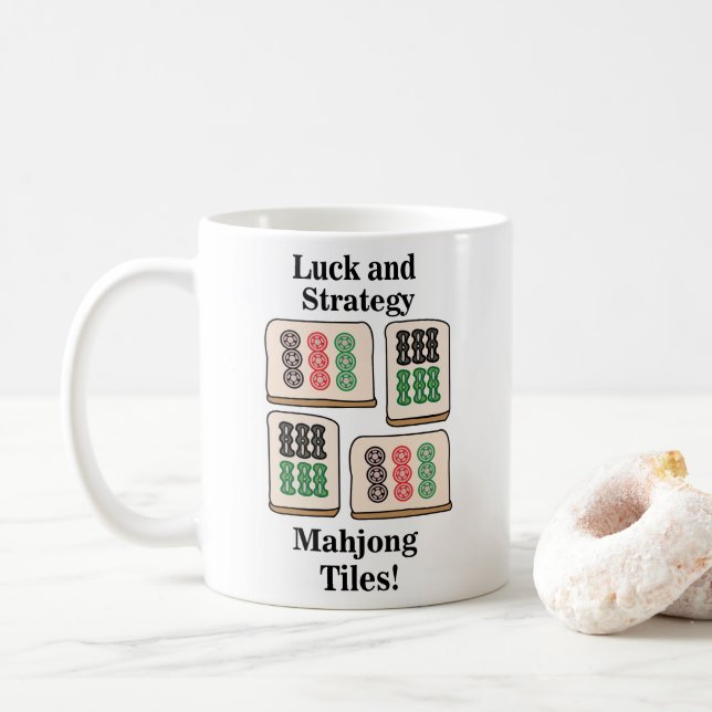Mug Mahjong Tiles Luck Strategy Joueurs (Avec donut)