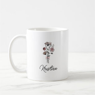 Mug Mai Fleur de naissance et nom élégant du script