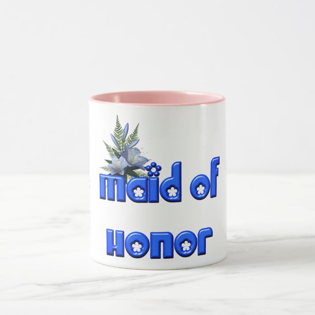 Mug Maid Of Honour Personnalisé Mariage Bleu (Centre)