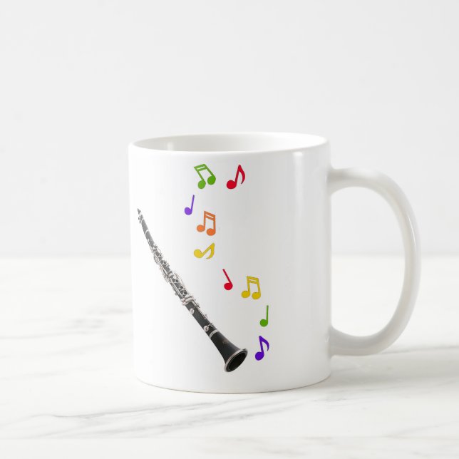 Mug Main droite colorée de musique de clarinette (Droite)