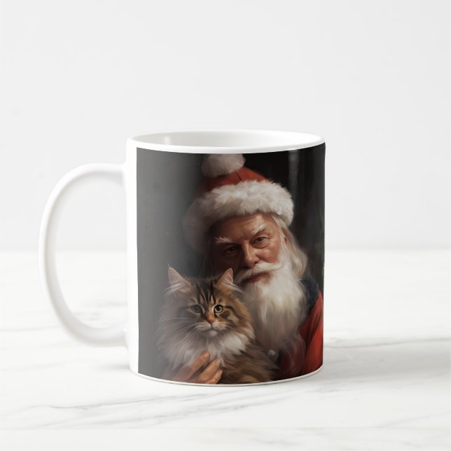 Mug Maine Coon avec Noël Festif du Père Noël (Gauche)