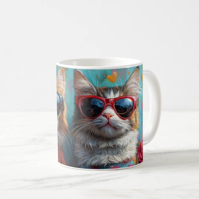 Mug Maine Coon Chat avec Coeur Roses Saint-Valentin (Devant droit)