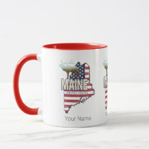 Mug Maine State États-Unis Carte Vintage USA Souvenir