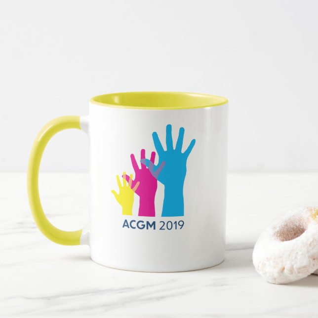 Mug Mains colorées avec le logo d'AmSAT (Avec donut)