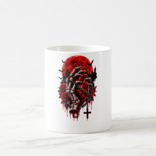 Mug Mains de squelette gothiques Roses rouges Hallowee