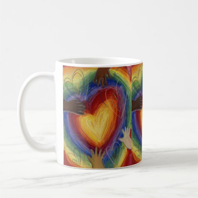 Mug Mains et Coeur Diversité Amour Art Custom Coffee C (Gauche)