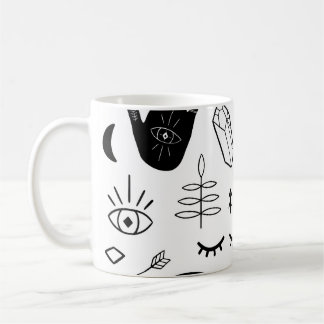 Mug Mains magiques, lune, motif ethnique.