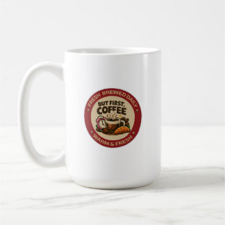 Mug Mais d'abord autocollant de café vintage Cafe