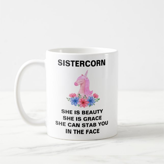 Mug Maïs-soeur, Cadeau Soeur, Drôle Cadeau Soeur, (Gauche)