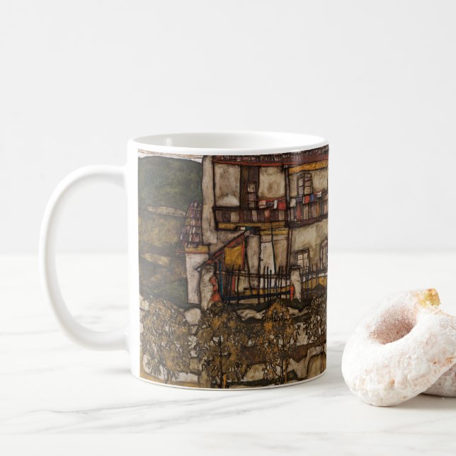 Mug Maison avec toit en bardeau par Egon Schiele (Avec donut)