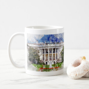 Mug Maison Blanche à Washington DC en aquarelle