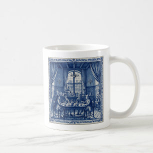 Mug Maison de café en carreaux de Delft bleus et blanc