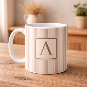 Mug Maison de campagne rustique initiale rayée beige e