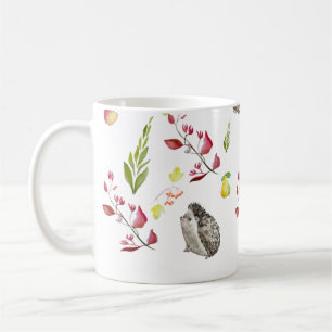 Mug Maison de forêt colorée motif avec lapins, hedgeh