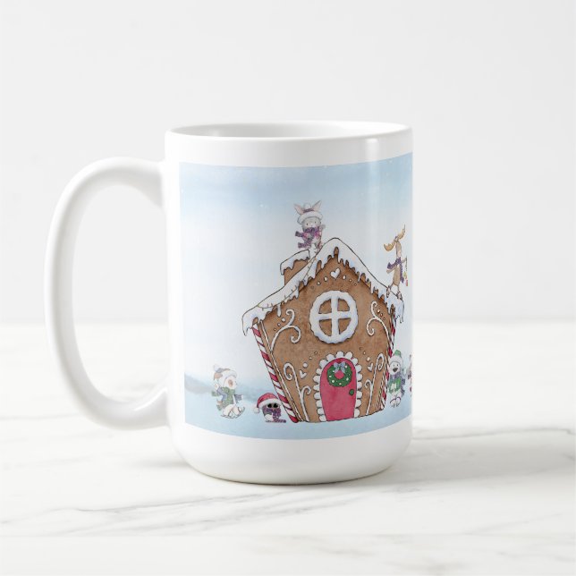 Mug Maison de pain d'épices Patinage sur glace Animaux (Gauche)