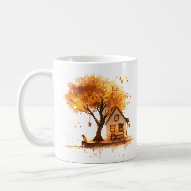 Mug "Maison en bois par arbre d'automne : paysage cham (Gauche)