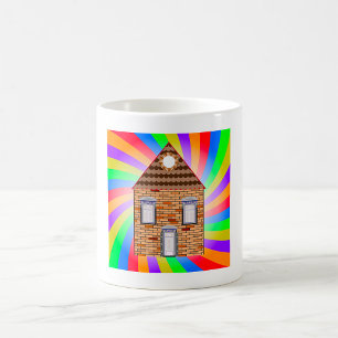 Mug Maison en brique psychédélique colorée Conception 