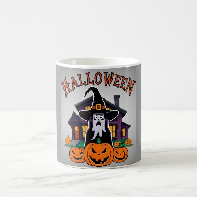 Mug Maison fantôme Halloween, citrouilles, sorcière, c (Centre)