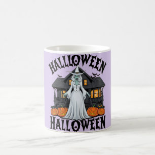 Mug Maison fantôme Halloween, citrouilles, sorcière, c