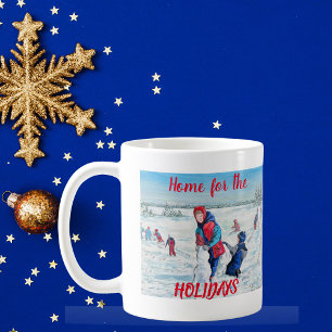 Mug Maison vintage rouge & bleu pour VACANCES