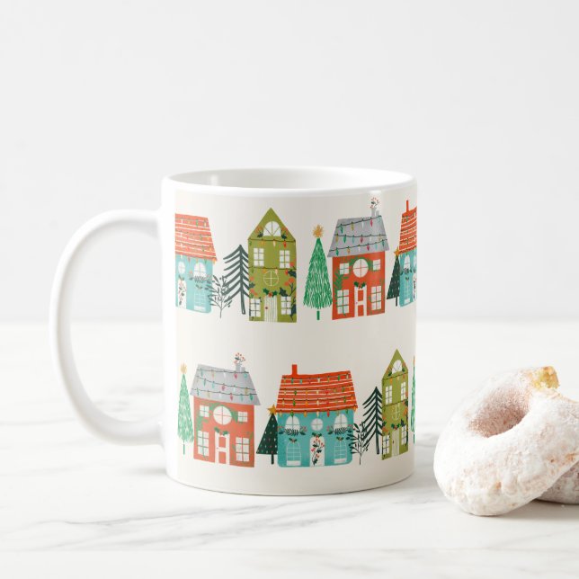 Mug Maisons de Noël Blanc (Avec donut)