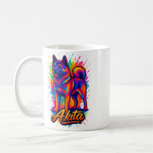 Mug Majestic Akita - Vibrant Pop Art coloré Illustra