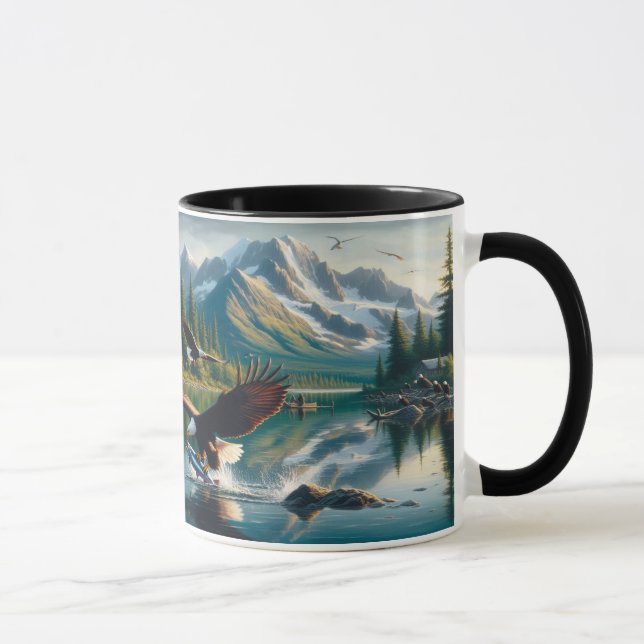 Mug Majestic Eagle Capturer le poisson au lever du sol (Droite)