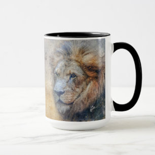 Mug Majestic Lion Photographie Aquarelle moderne