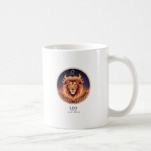 Mug Majestueux Lion Léon Zodiaque Or Illustration Café