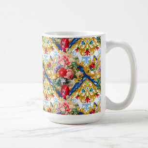 Mug Majolica, style sicilien, fleurs