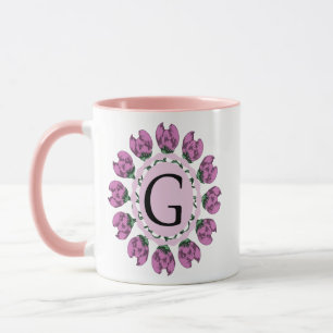 Mug Majuscule G monogramme floral