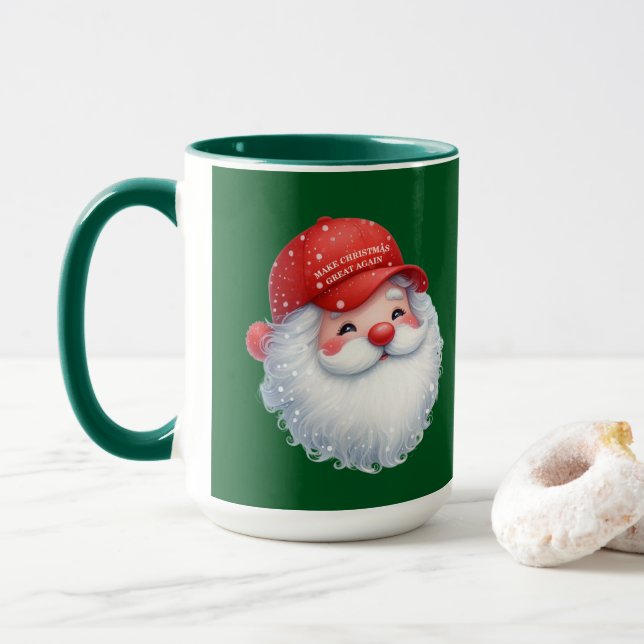 Mug Make Christmas Great Again Maga GOP Santa (Avec donut)