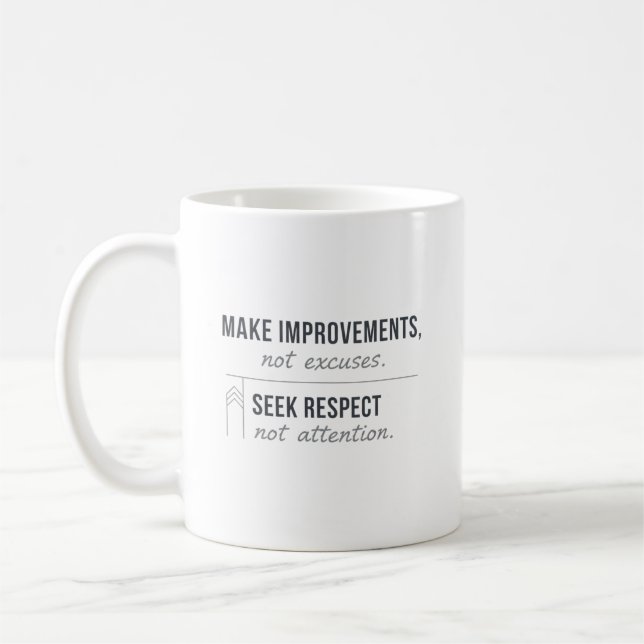 Mug Make Improvements, Not Excuses (Gauche)