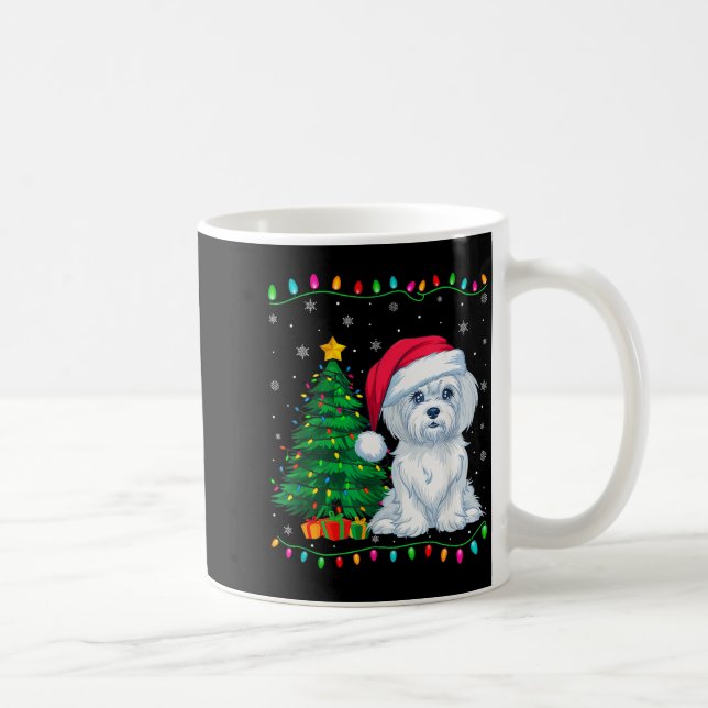 Mug Maltese Dog Santa Hat Men Women Kids Christmas Tre (Droite)