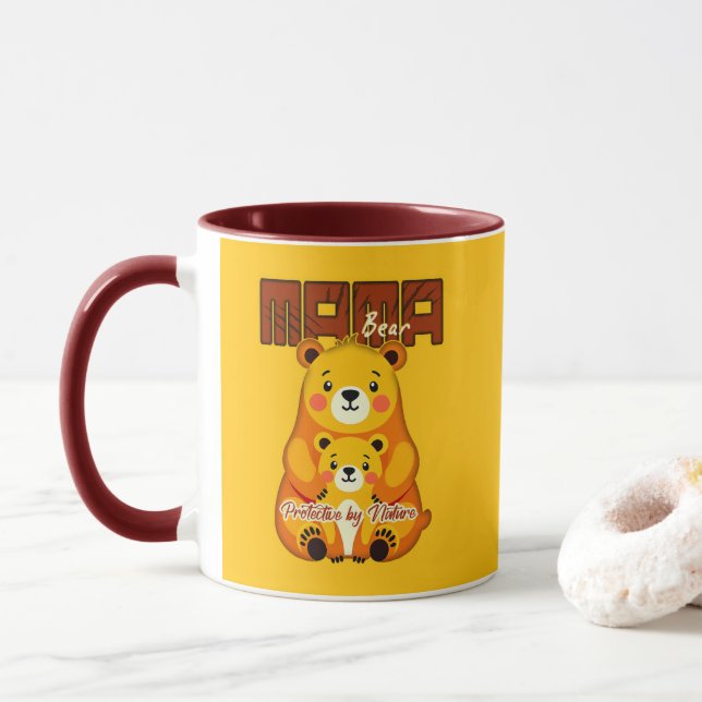 Mug Mama Bear Protective Love – Cute Mother Bear Desig (Avec donut)