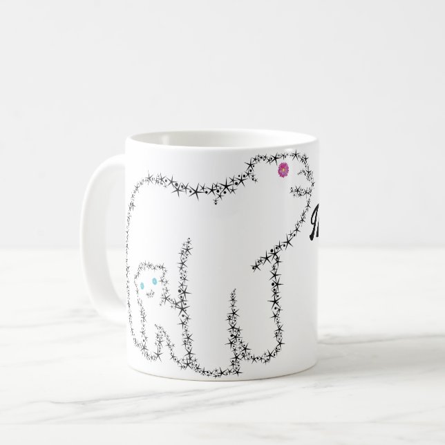 Mug Mama Bear Stars Line Monogramme (Devant gauche)