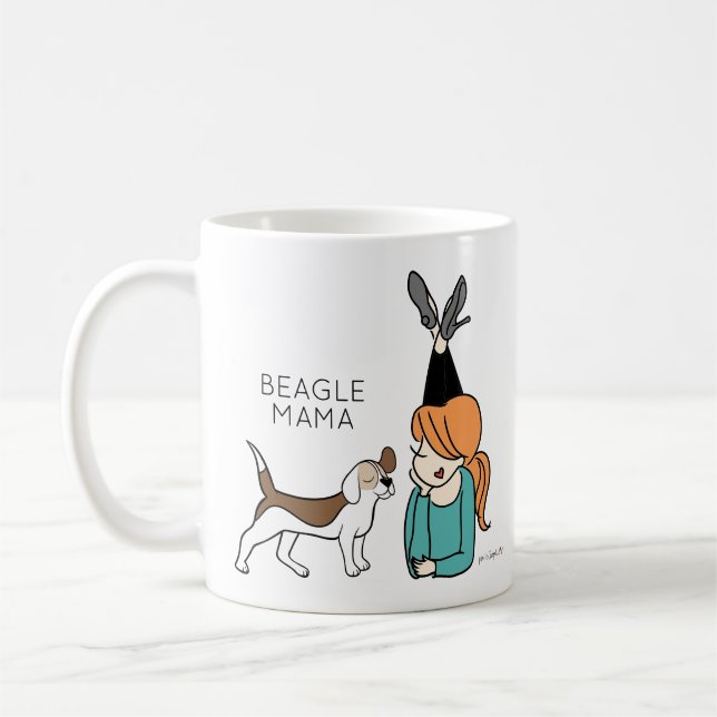 Mug Mama Coffee Mug, Beagle personnalisé (Gauche)