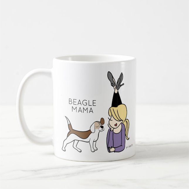 Mug Mama Coffee Mug, Beagle personnalisé (Gauche)