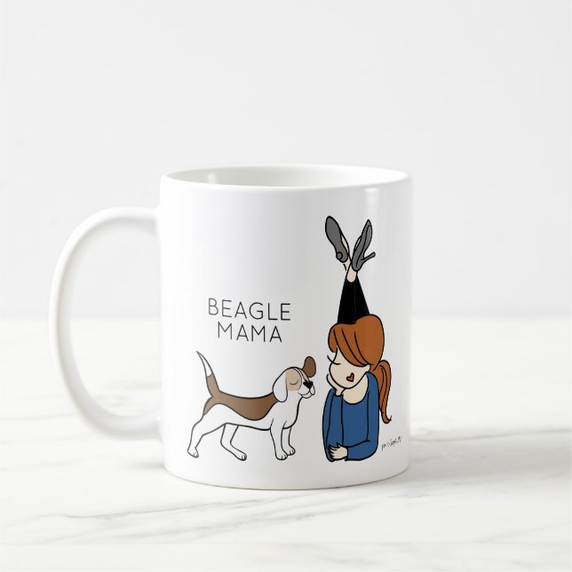 Mug Mama Coffee Mug, Beagle personnalisé (Gauche)