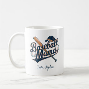 Mug Mama de baseball, fête des mères nom personnalisé