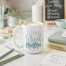 Mama École à la Maison Date Personnalisée Tons Ble