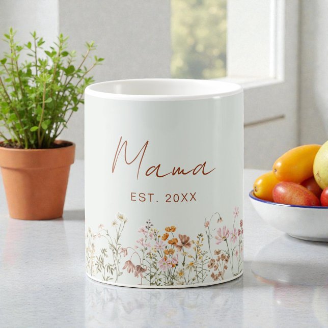 Mug Mama Established Wildflower Sage Green Baby Shower (Créateur téléchargé)