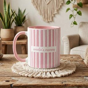 Mug Maman Annonce de naissance Bébé avec rayures ros