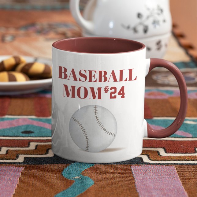Mug Maman Baseball personnalisé Numéro d'athlète perso (Baseball Mom with player number custom mug)