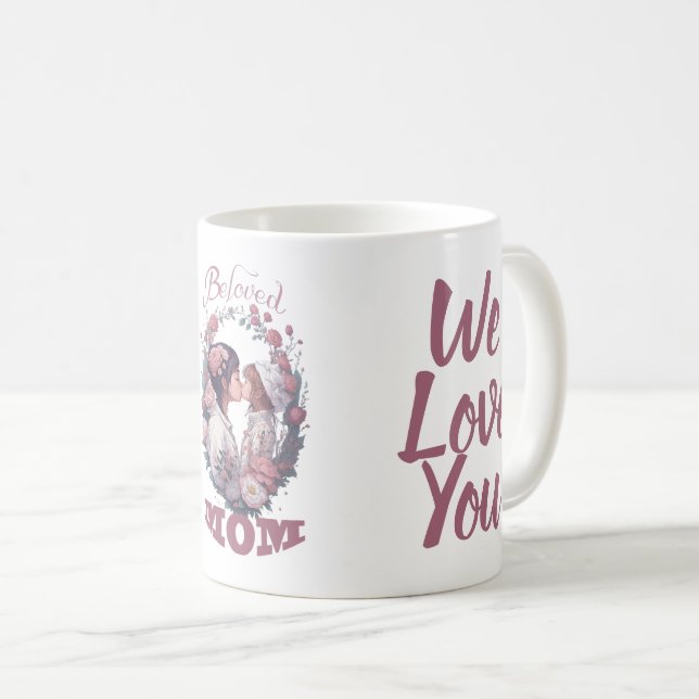 Mug Maman bien-aimée, baiser fille, Meilleur cadeau Ev (Devant droit)